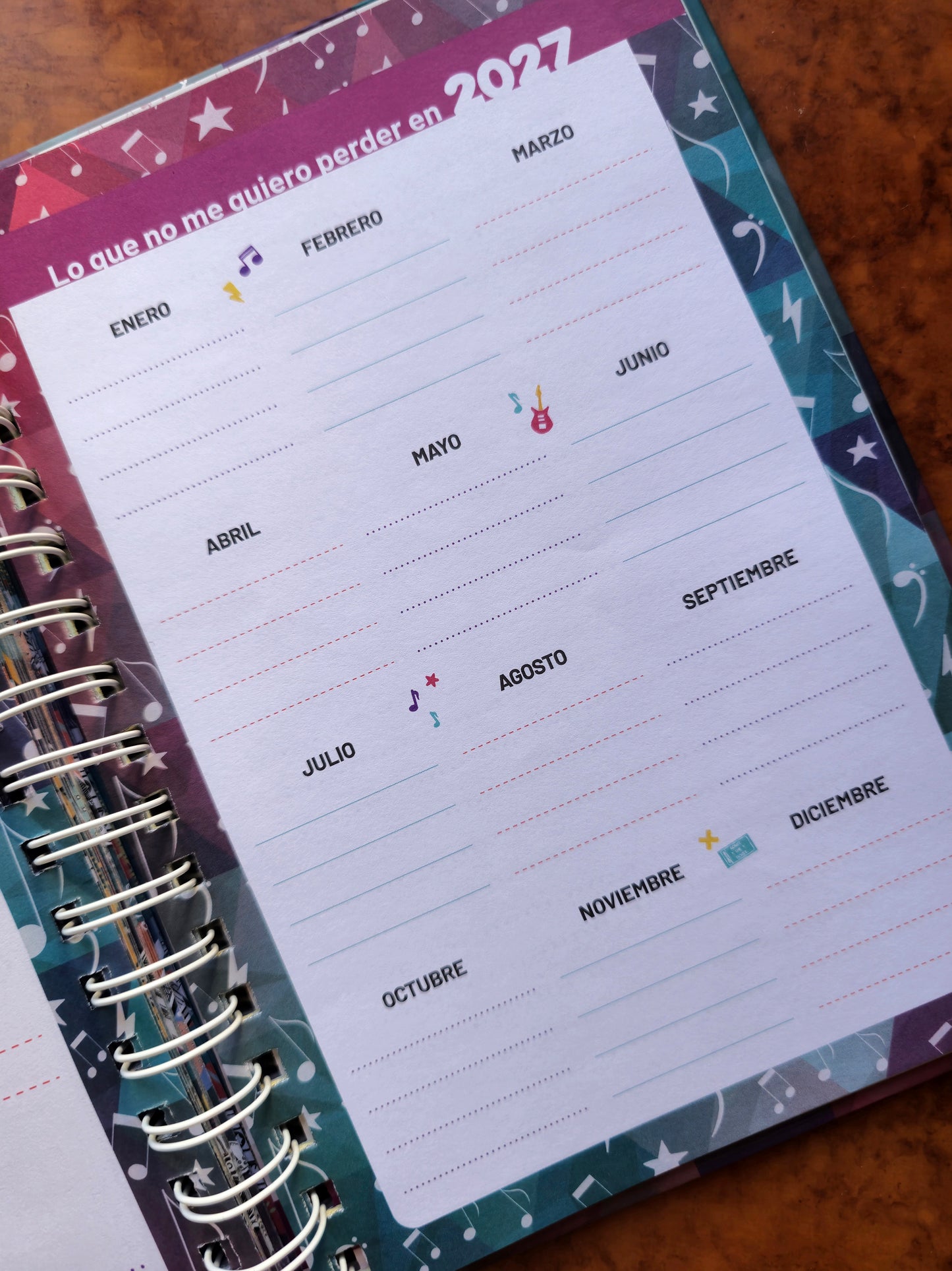Agenda musical 2026 con Pegatinas y Frases Inspiradoras (AGOTADA)