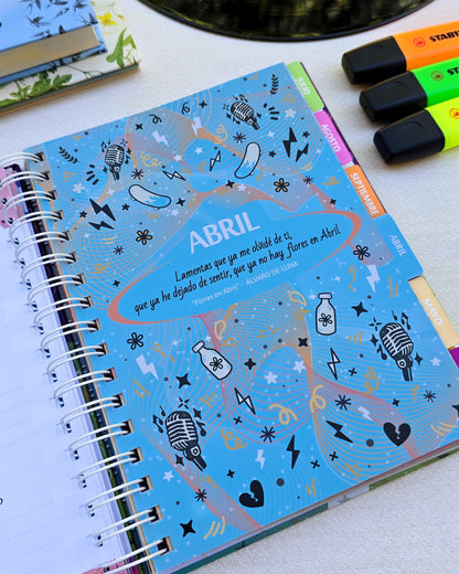 AGENDA MUSICAL 2027 · Regalo para amantes de la música, con canciones, pegatinas y guardapulseras