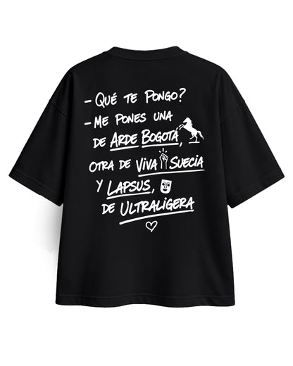 CAMISETA ¿QUÉ TE PONGO? OVERSIZE CHICA NEGRA