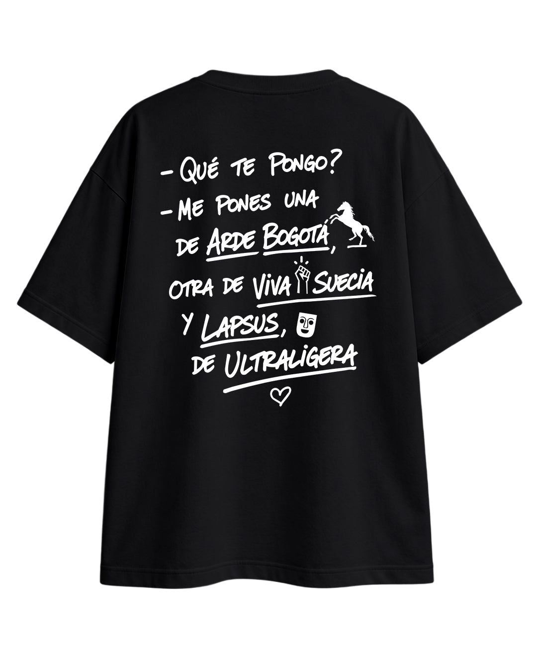 CAMISETA ¿QUÉ TE PONGO? NEGRA OVERSIZE CHICO