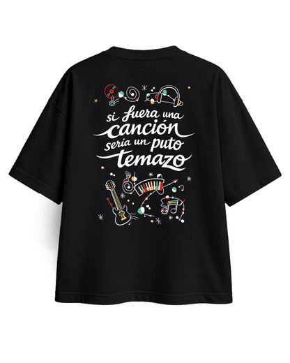 CAMISETA OVERSIZE CHICA TEMAZO NEGRA