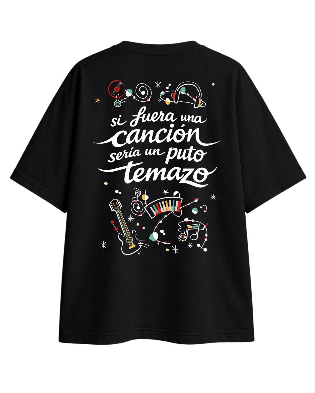 CAMISETA OVERSIZE CHICO TEMAZO NEGRA