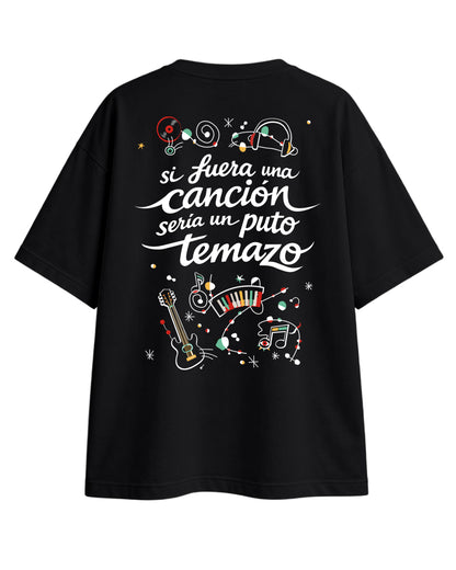 CAMISETA OVERSIZE CHICO TEMAZO NEGRA