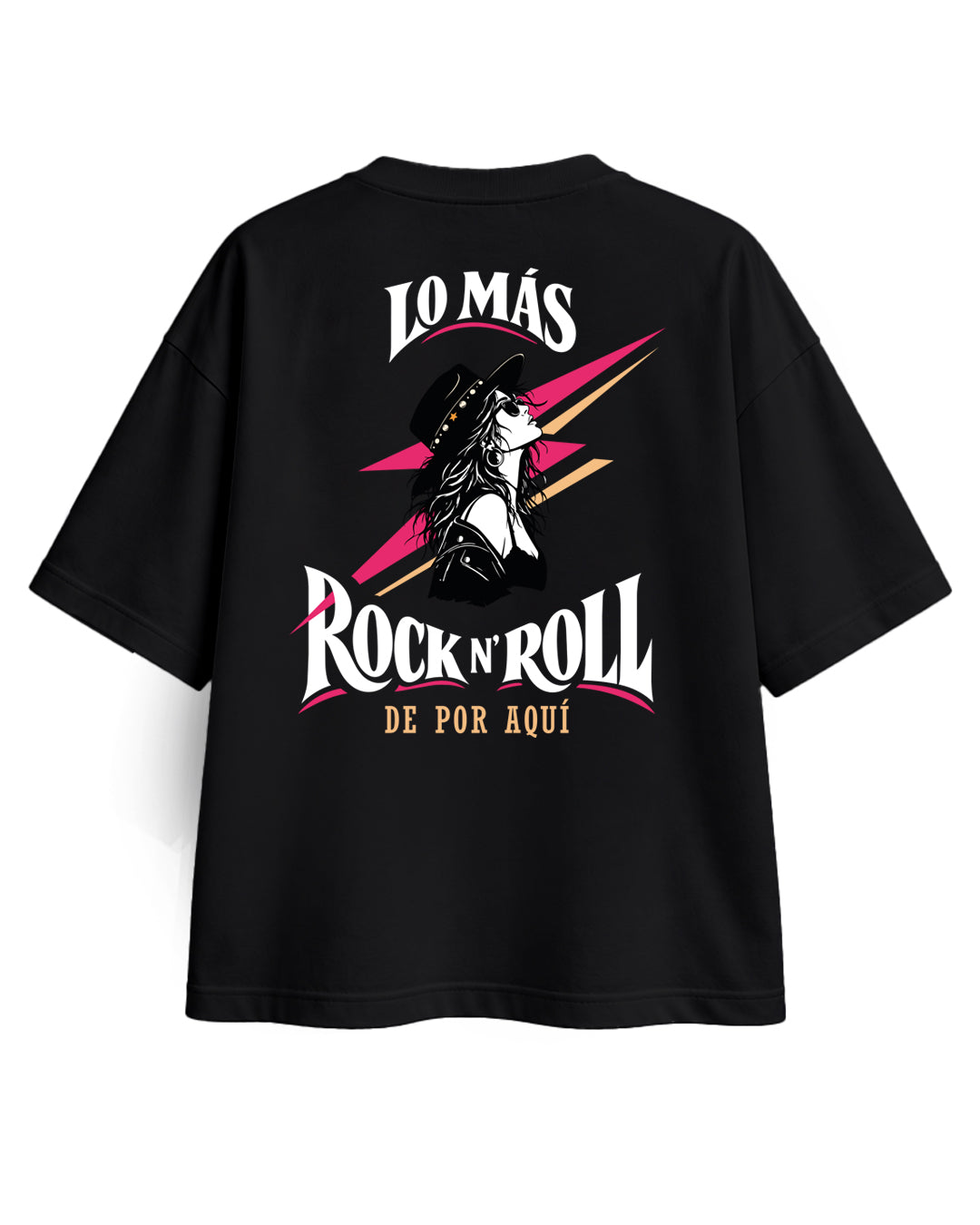 CAMISETA OVERSIZE CHICA ROCK NEGRA