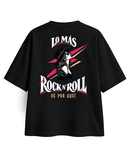 CAMISETA OVERSIZE CHICA ROCK NEGRA
