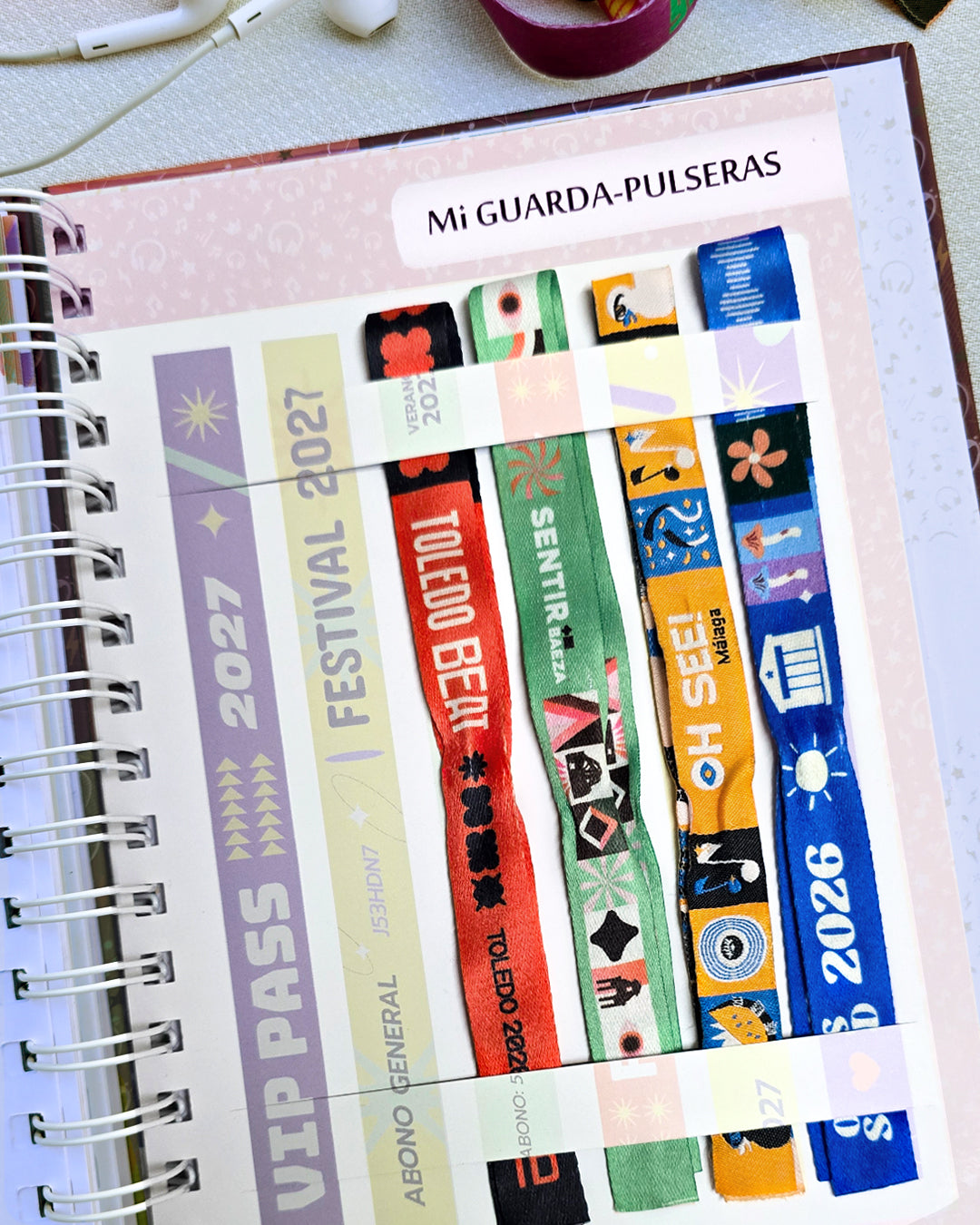 Guardapulseras para pulseras de festivales en la Agenda Musical 2027