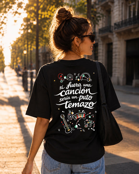 CAMISETA OVERSIZE CHICA TEMAZO NEGRA