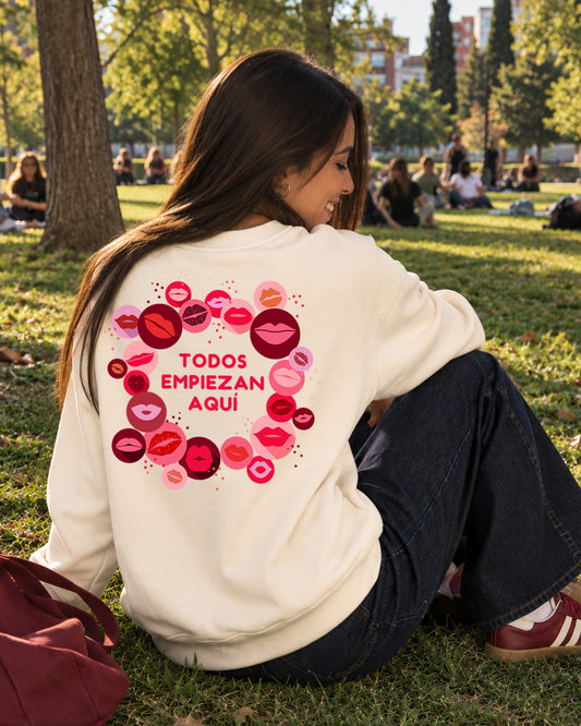SUDADERA CHICA BESOS CREAM