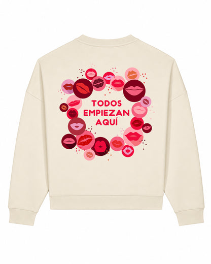 SUDADERA CHICA BESOS CREAM